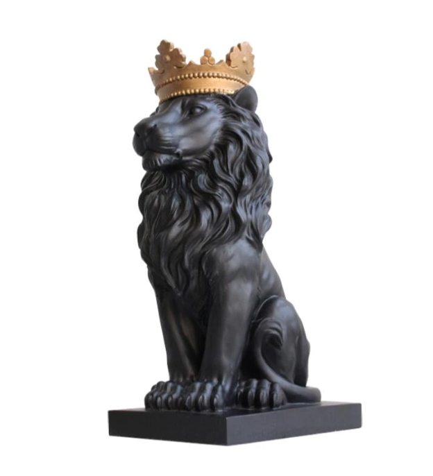 BLACK LION CROWN STATUE DECORATION