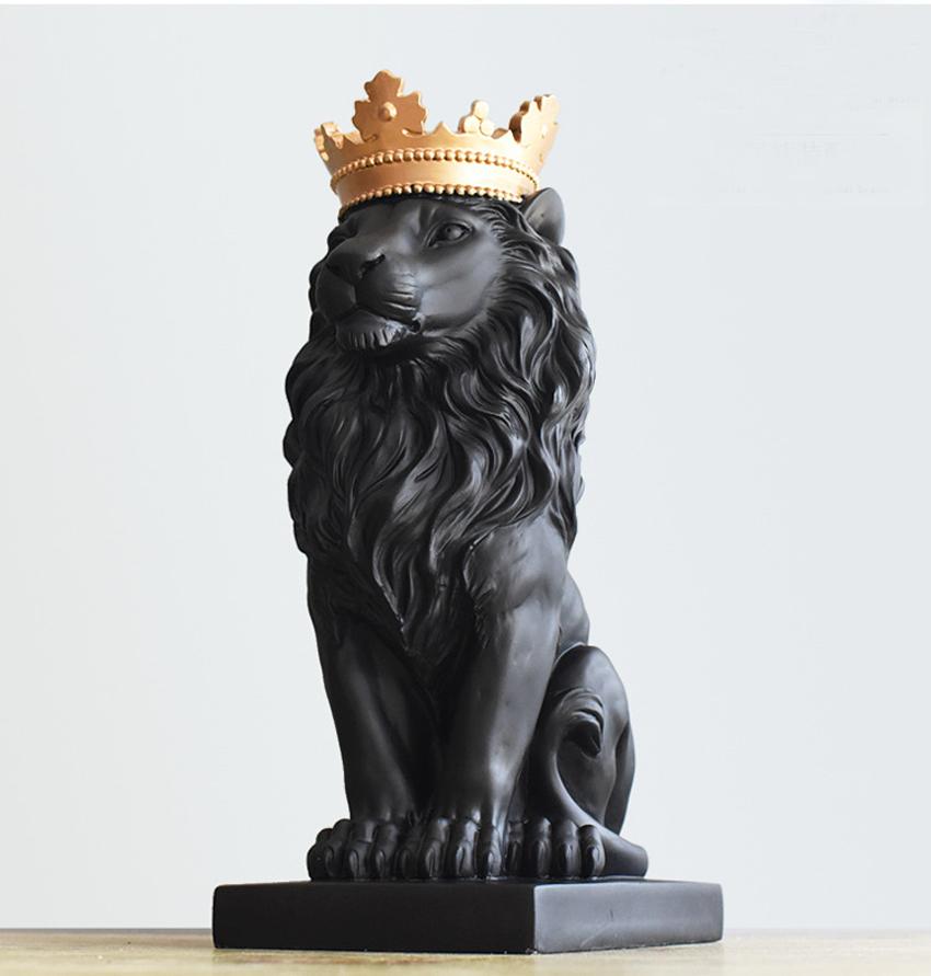 BLACK LION CROWN STATUE DECORATION