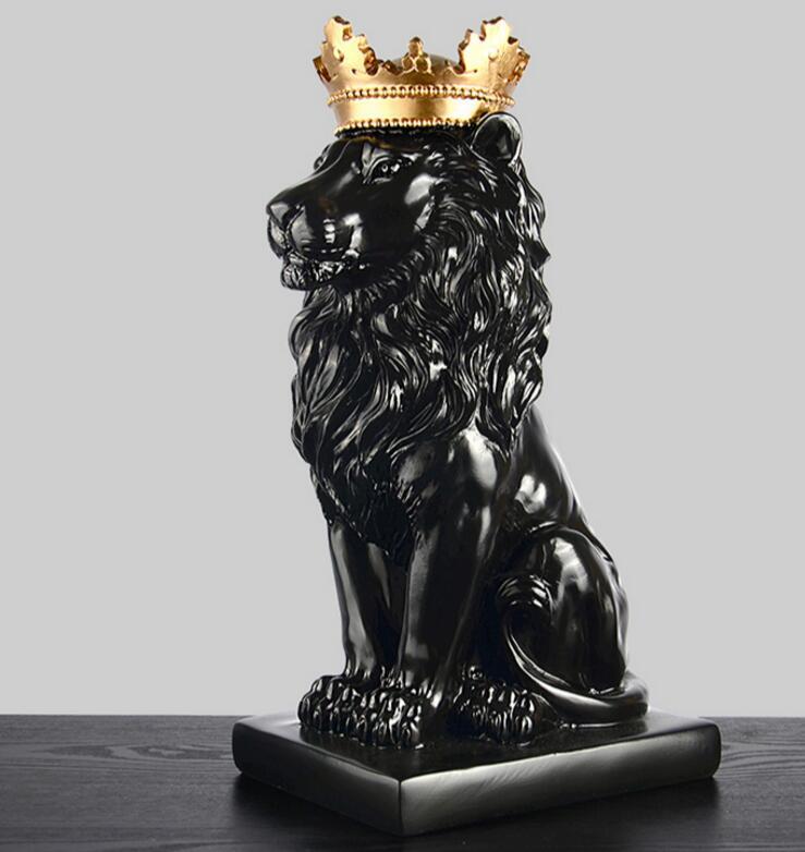 BLACK LION CROWN STATUE DECORATION